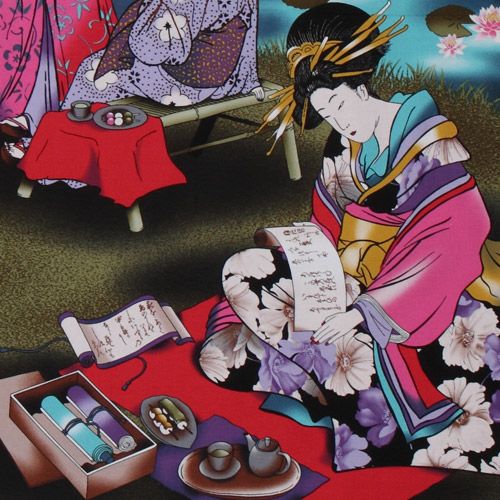 bunter Michael Miller Geischa Stoff Tea Time in Tokyo 1