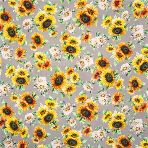 Tumbling Blooming Sunflowers Fabric by Michael Miller - modeS4u