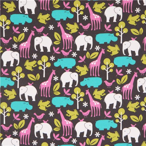 Michael Miller grauer Flanellstoff Zoology Zootiere 2