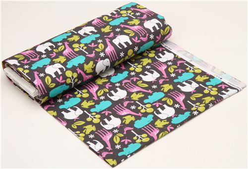 Michael Miller grauer Flanellstoff Zoology Zootiere 3
