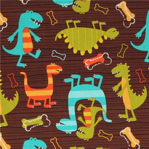 Michael Miller knit fabric Dino Dudes cute dinosaur 1