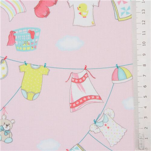 Resto de (41 x 112 cm) - Tela rosa claro con ropa de niña bebé tendida de Michael Miller 5