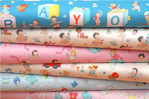 Resto de (41 x 112 cm) - Tela rosa claro con ropa de niña bebé tendida de Michael Miller 8