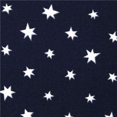 Michael Miller navy blue cotton fabric white stars - modeS4u