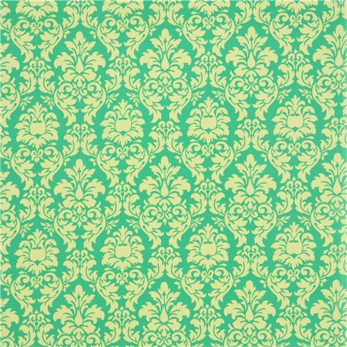 Michael Miller ornament fabric Dandy Damask green-lime 2