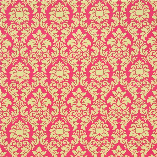 Michael Miller ornament fabric Dandy Damask pink-lime 2