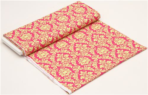 Michael Miller ornament fabric Dandy Damask pink-lime 3