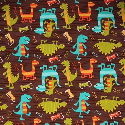 Michael Miller premium laminate fabric Dino Dudes 2