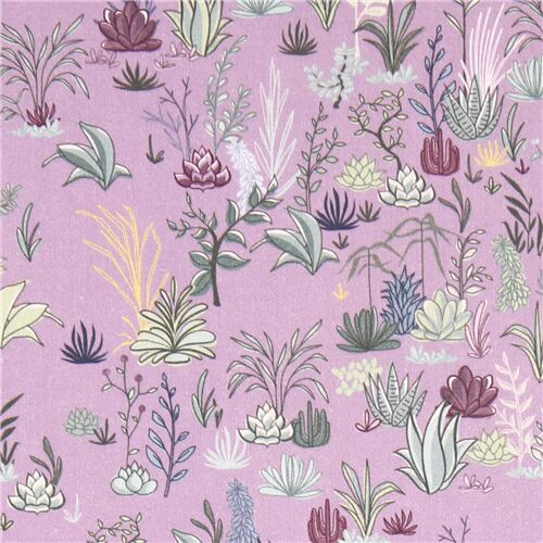 Michael Miller tela algodón violeta con plantas desierto - modesS4u