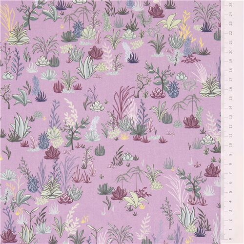 Michael Miller tela algodón violeta con plantas desierto - modesS4u