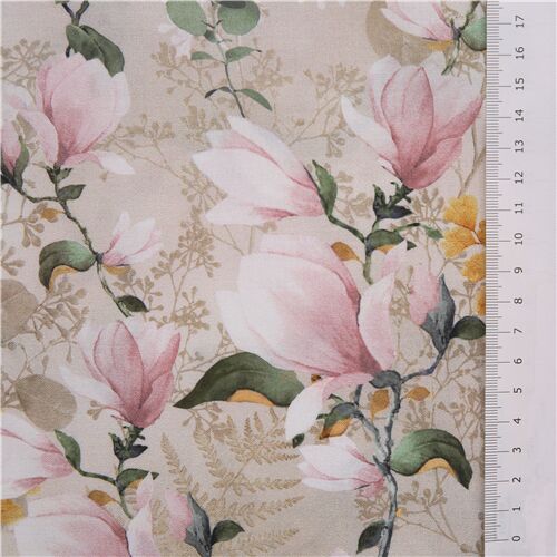 Michael Miller tela algodón con flores magnolia blancas rosas - modesS4u