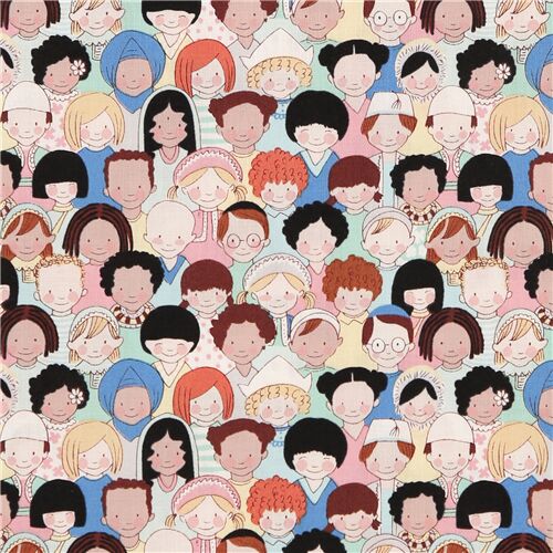 Michael Miller tela algodón hileras de niños del mundo Tela
