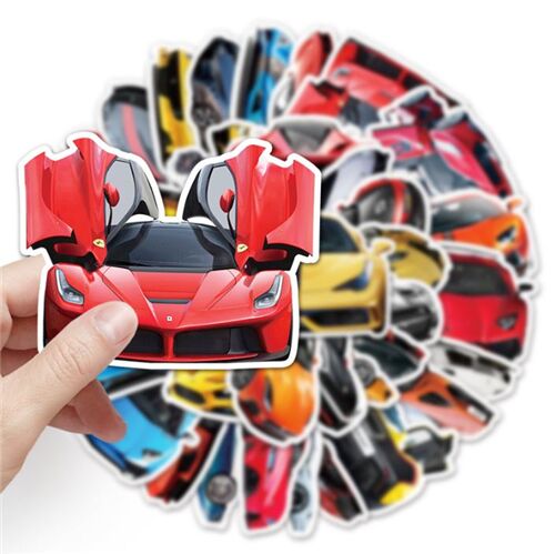 Paquete de pegatinas troqueladas de autos deportivos modernos dise�os �nicos veh�culos 3