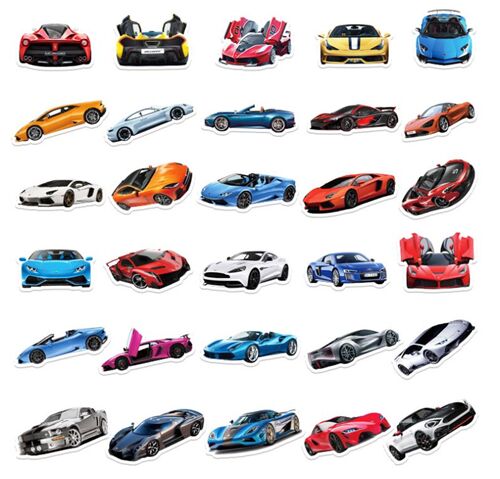 Paquete de pegatinas troqueladas de autos deportivos modernos dise�os �nicos veh�culos 4