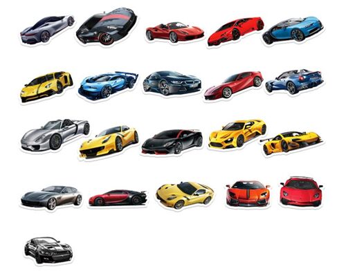 Paquete de pegatinas troqueladas de autos deportivos modernos dise�os �nicos veh�culos 5