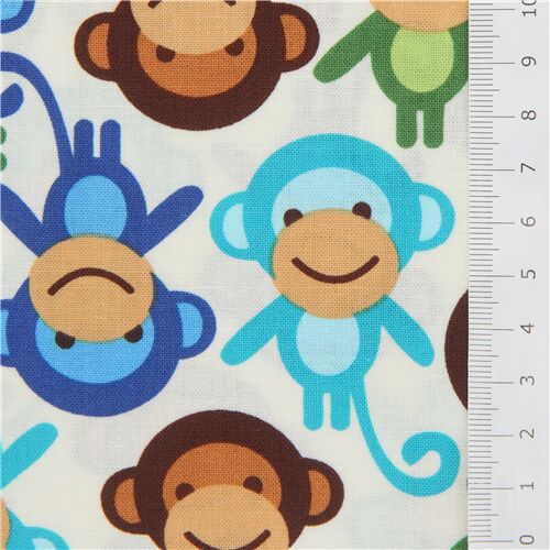 Monkeys cream smooth knit fabric Robert Kaufman extra wide - modeS4u