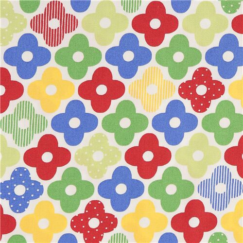 Tissu Oxford en coton imprimé fleurs multicolores rouges vertes jaunes Tissu