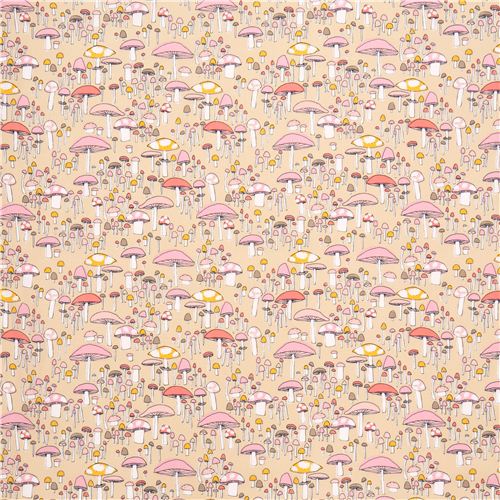 Mushroom March Coral Cloud 9 mushroom organic fabric Arcadia Fabric by ...