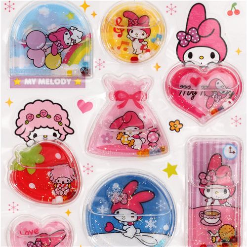 My Melody water capsule stickers with glitter bunny - modeS4u