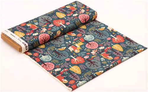 Nature Hike girl autumn forest animal birch organic fabric from the USA 3