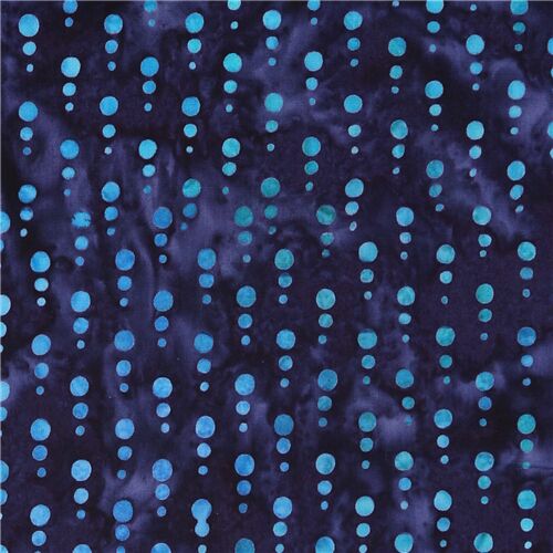 Navy blue batik fabric by Robert Kaufman turquoise dots trio Fabric