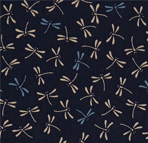 Navy blue quilting cotton fabric dragonfly by Robert Kaufman Fabric by ...