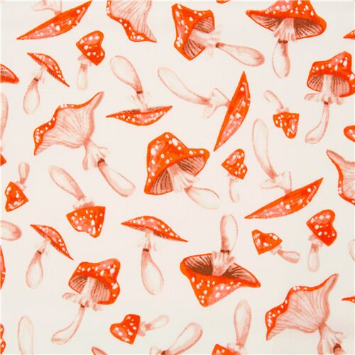 Tumbling Watercolour Toadstools Mushrooms Fabric