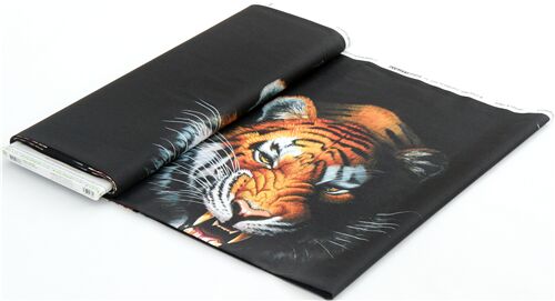 Orange tiger wild animal stripes Robert Kaufman black fabric Fabric by  Robert Kaufman - modeS4u