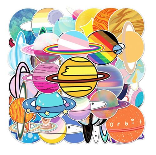 Outer space planets diecut sticker pack 50 unique designs Saturn ...