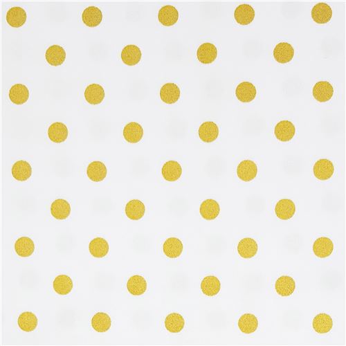 Remnant (37 x 110 cm) Oxford metallic gold polka dot fabric in off