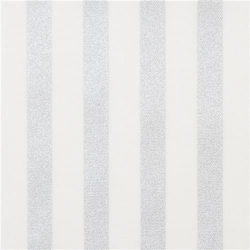 Oxford stripe fabric with silver metallic embellishment