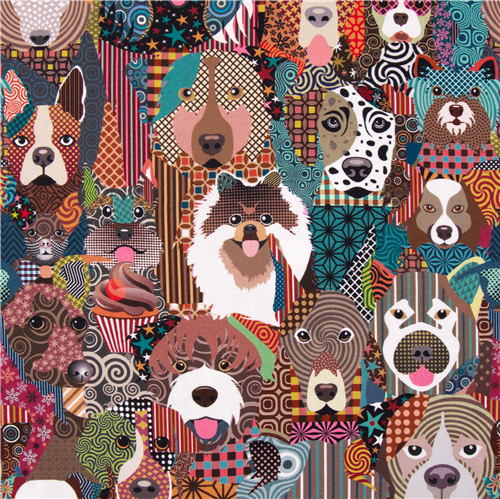 Rainbow Dog Cotton Fabric Half Meter Quilting Sewing Crafts 1/2 Meter ...