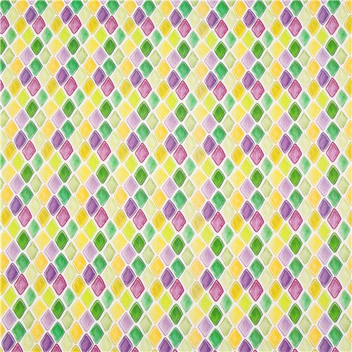 Mardi Gras argyle ribbon in purple green and yellow printed on 1.5 white  single face satin and grosgrain