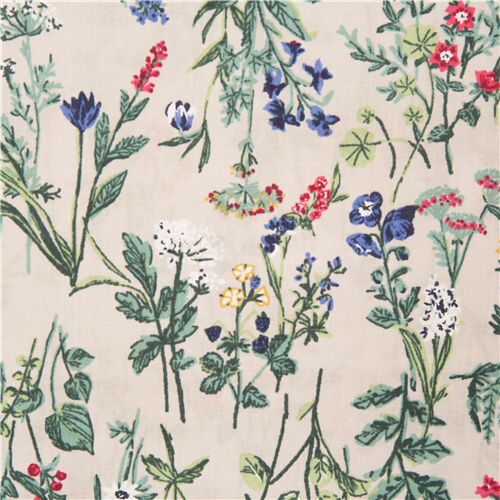 Vintage Wild Bunches of Flowers Fabric by Japanese Indie - modeS4u