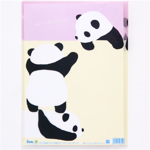 Panda bear A4 plastic file folder 4-pocket kawaii - Folder 