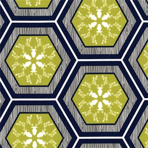 Park City leaf hexagon Michael Miller fabric Rustique 1
