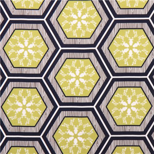 Park City leaf hexagon Michael Miller fabric Rustique Fabric by Michael