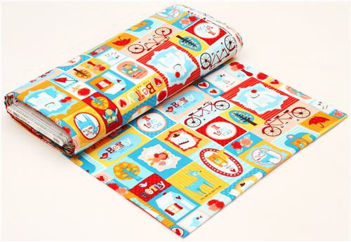 Patchwork Yeti snowman flannel fabric blue Robert Kaufman 3
