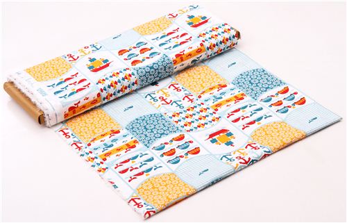 Patchwork sea whale anchor birch organic fabric Waves Patch 3