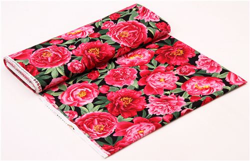 Peonyblack flower rose fabric Timeless Treasures  4
