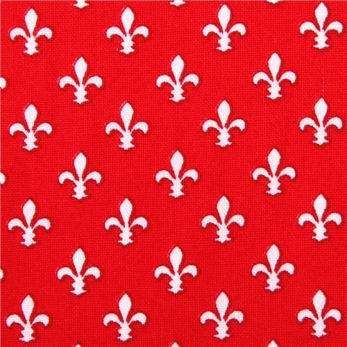 Petite Fleur De Lis red lily ornament fabric Michael Miller Petite Paris 2