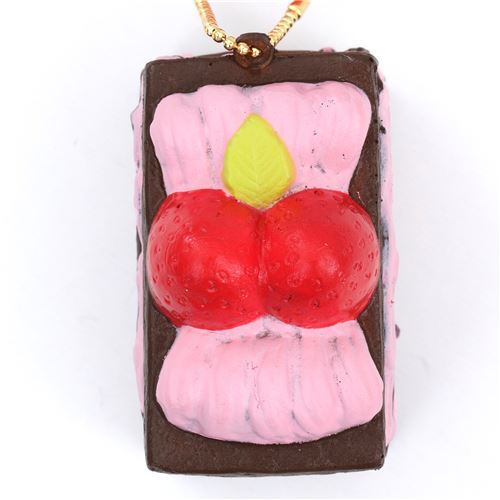 Squishy  kawaii Premium Cafe de N, part de gteau millefeuille marron-rose 3