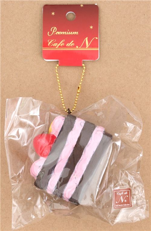 Squishy  kawaii Premium Cafe de N, part de gteau millefeuille marron-rose 5