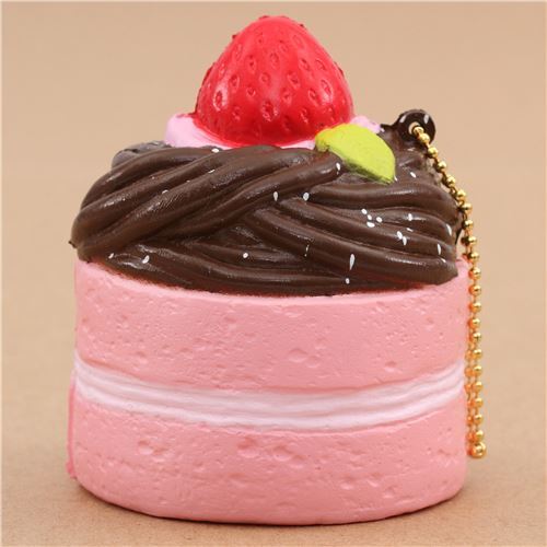 Premium Cafe de N pink dark brown filling Mont Blanc cake squishy charm ...