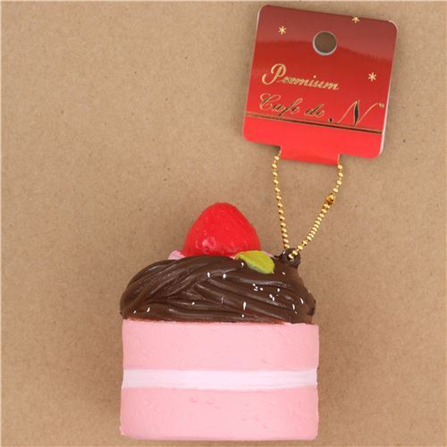 Premium Cafe de N pink dark brown filling Mont Blanc cake squishy charm ...