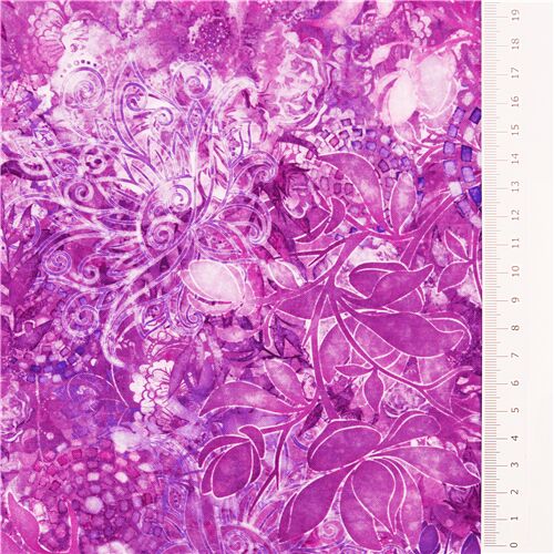 Rain Blossom Purple Pastel Floral Fabric by the continuous 1/2 Yard #C7941 