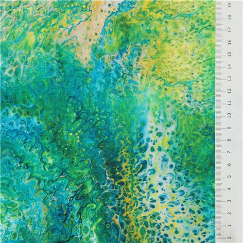 QT Fabrics abstract art fabric in green modeS4u