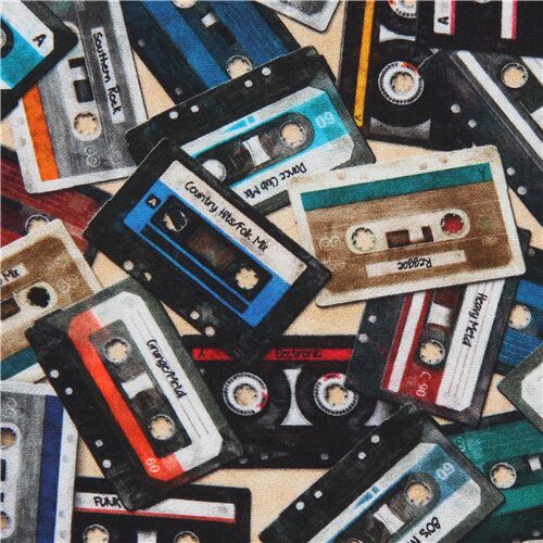 QT Fabrics packed colorful cassette tape fabric - modeS4u