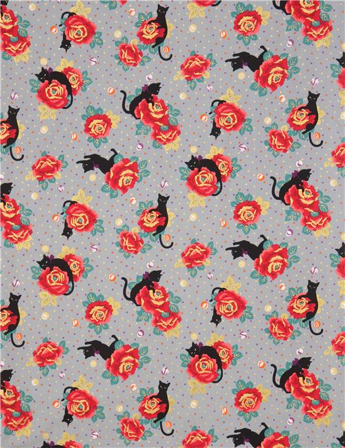 Quilt Gate cat fabric in grey 2