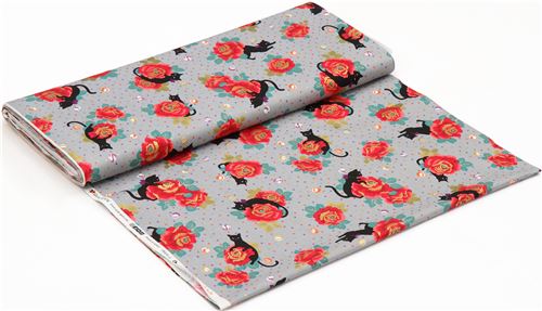 Quilt Gate cat fabric in grey 3